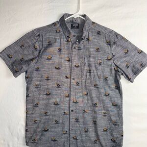 Men’s Hurley Sunset Palm Short-Sleeve Button Down Shirt Size Small